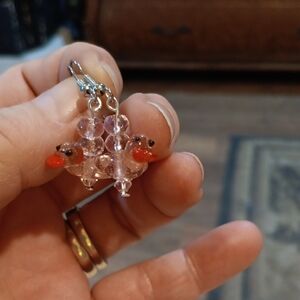 3/$9 Handmade Pink Duck Beaded Earrings